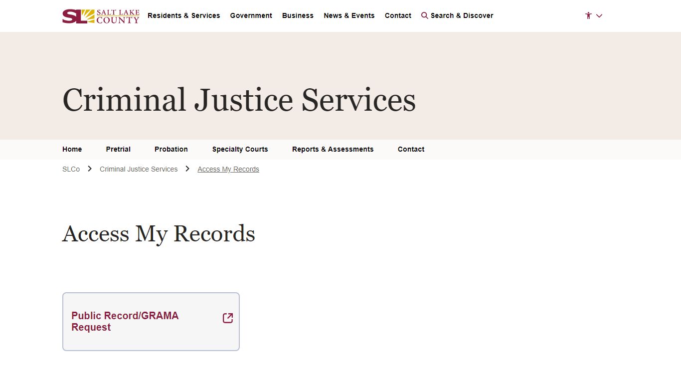 Access My Records - Criminal Justice Services | SLCo